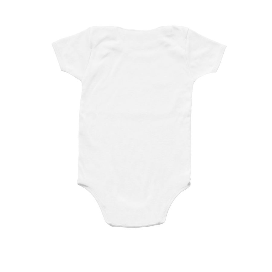 We All Belong Here Onesie, a White Infant Onesie (back-view)