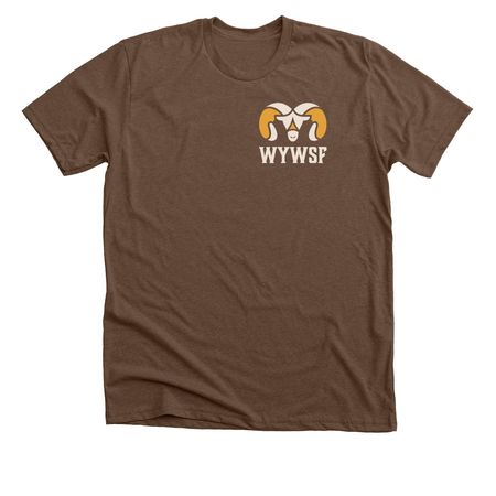 WY WSF Unisex T-Shirts Light Logo, a Heather Brown Premium Unisex Tee (back-view)