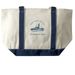 BT's ALS Crew Tote Bag, a Natural/Navy Large Two-Tone Canvas Tote Bag (back-view)