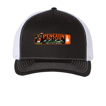 Golf Lids, a Black/ White Printed Five-Panel Trucker Cap