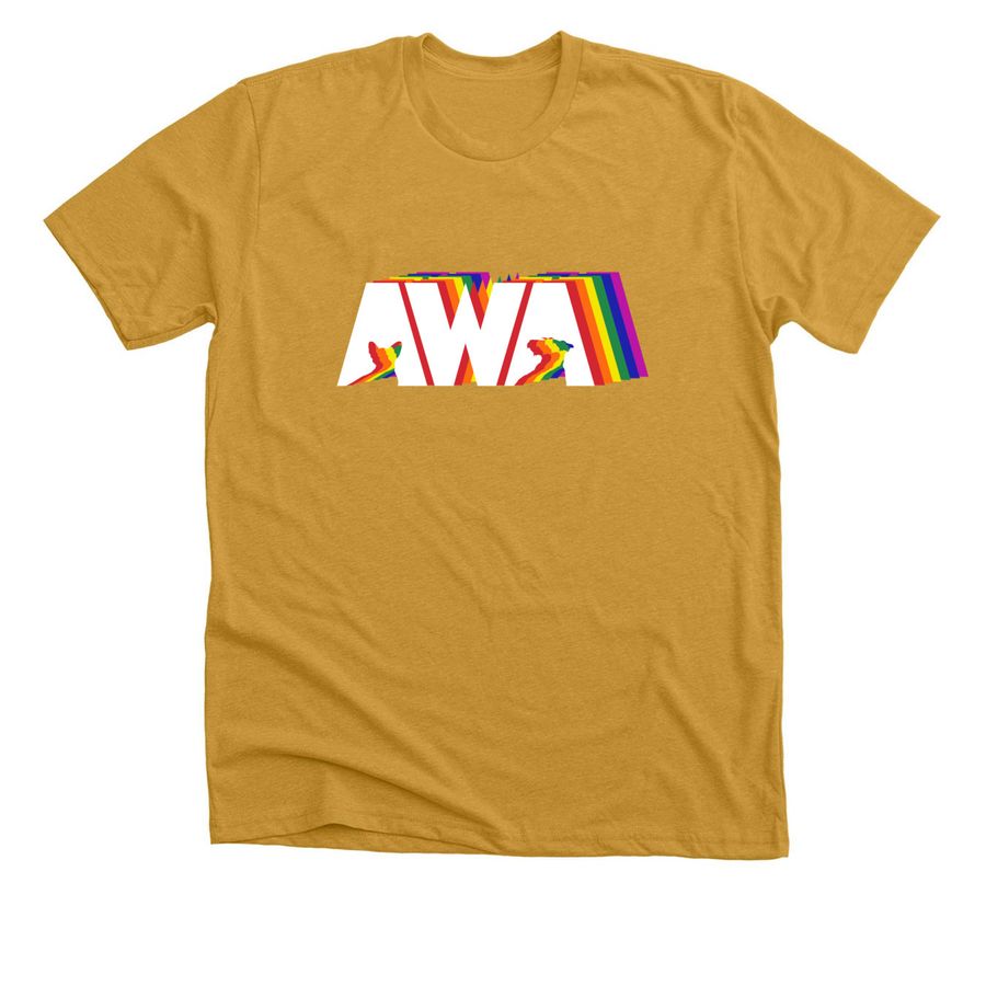 Rainbow Logo Shirt, a Heather Mustard Premium Unisex Tee