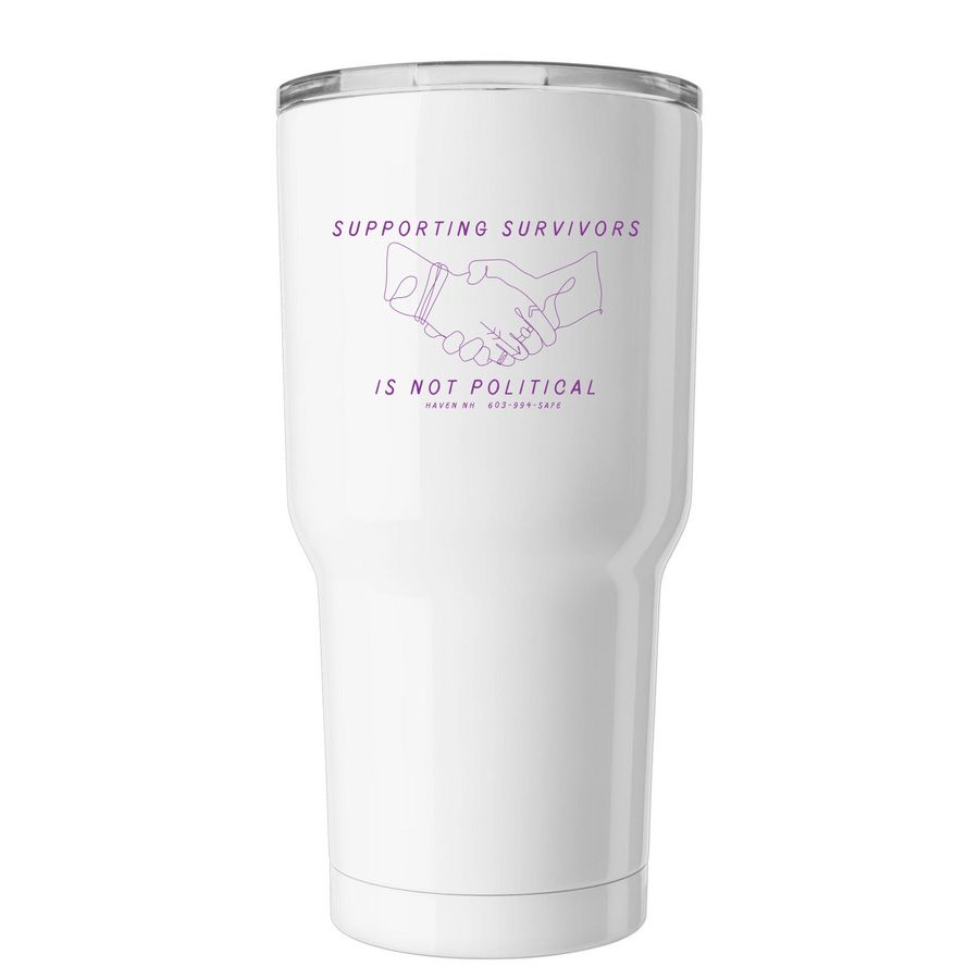 Support Survivors, a White Insulated Tumbler