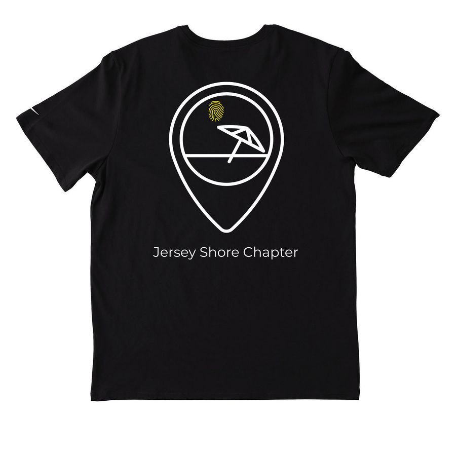 Jersey Shore Active Wear, a Black Nike Dri-FIT Jersey Blend Performance Tee (back-view)