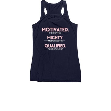Motivated, Mighty, & Qualified, a Navy Women's Racerback