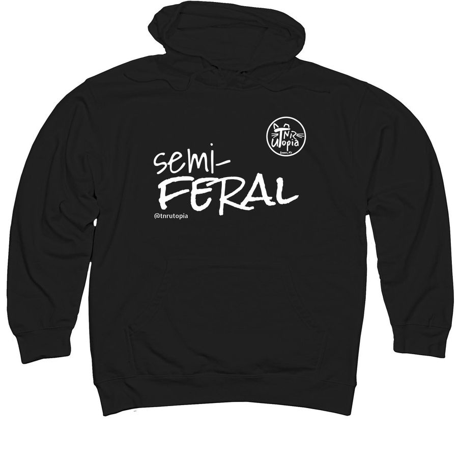 Semi-Feral, a Black Midweight Pullover Hoodie