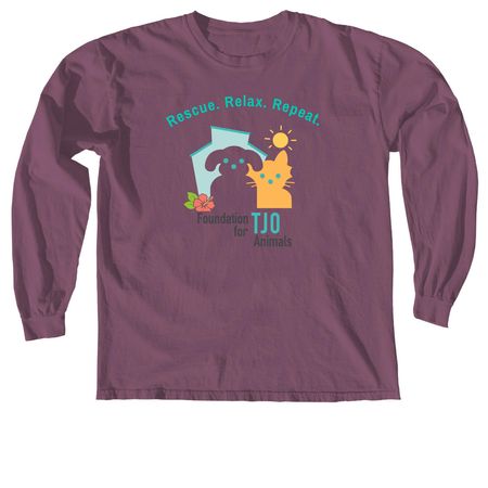 Rescue. Relax. Repeat., a Berry Comfort Colors Long Sleeve Tee