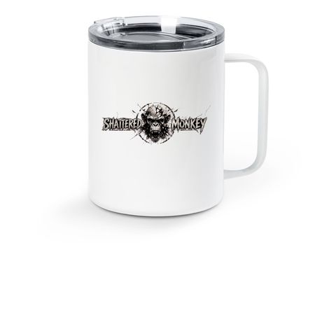 Shattered Monkey Mug, a White Stainless Steel Travel Mug