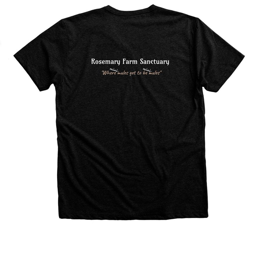 Rudy, our Badass mini-mule!, a Black Heather Premium Unisex Tee (back-view)