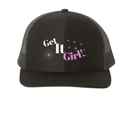 Get it girl! Style 2, a Black Printed Snapback Trucker Cap