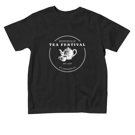 Toddler Tea Festival T-shirt: White Font, a Black Toddler Tee