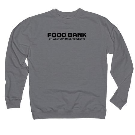 Food Bank WMA Crewnecks- Dark Lettering, a Gunmetal Heather Midweight Crewneck Sweatshirt