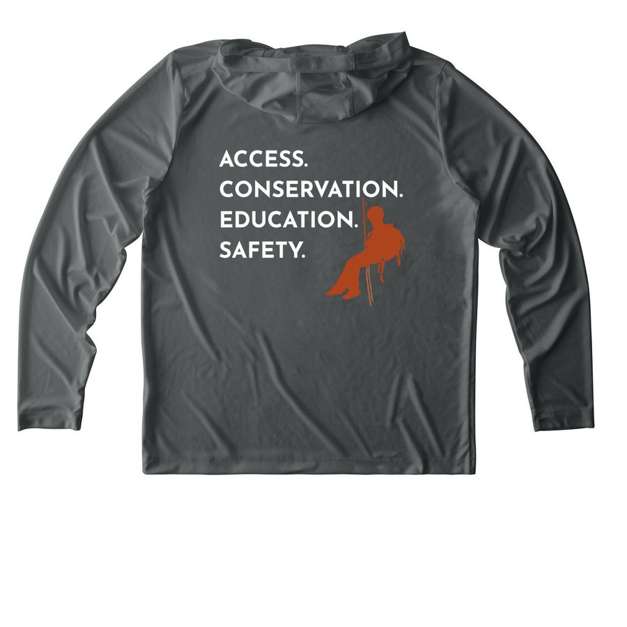 CAC Performance Gear, a Dark Smoke Grey UV Performance Long Sleeve Hoodie (back-view)