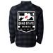 QSB OG Logo, a Charcoal Heather/ Black Unisex Flannel Shirt (back-view)
