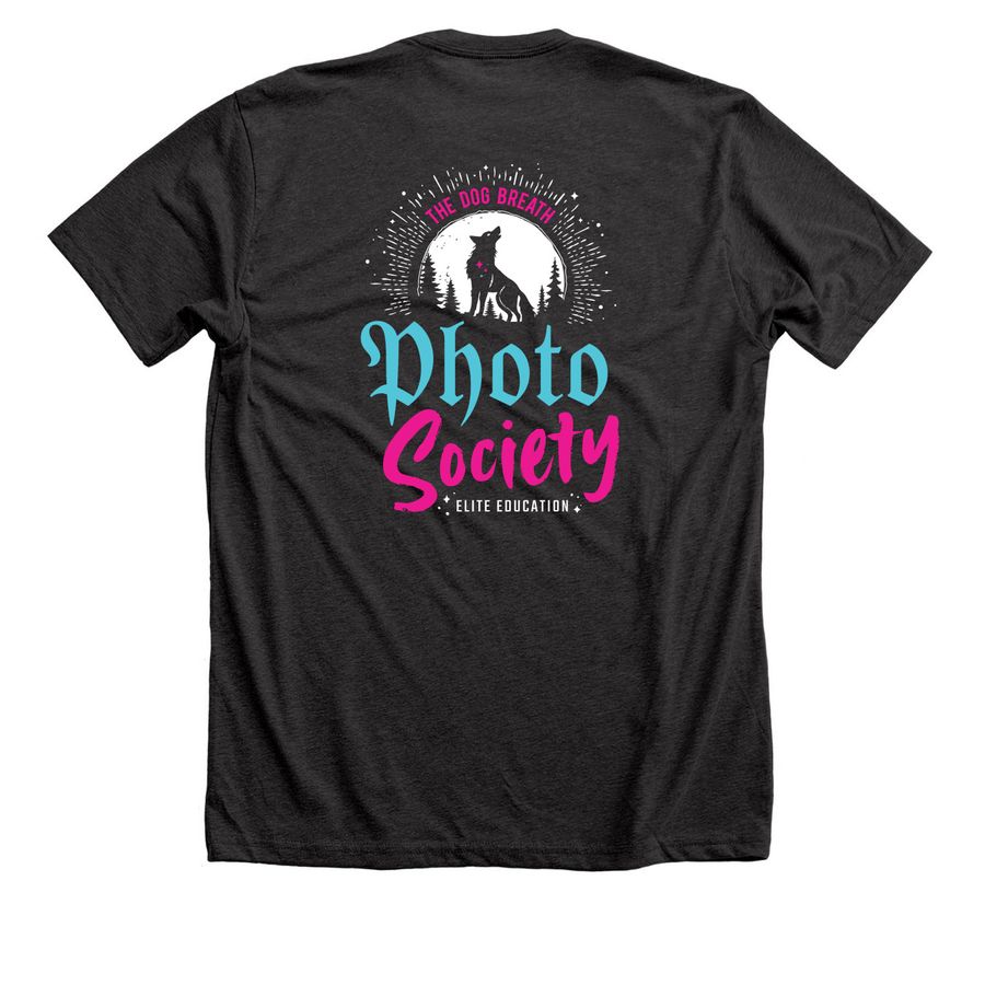 dog photographer. (t-shirt version), a Dark Grey Heather Premium Unisex Tee (back-view)