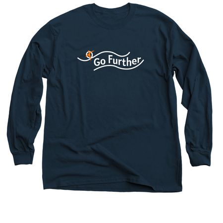 Go Further, a Navy Classic Long Sleeve Tee