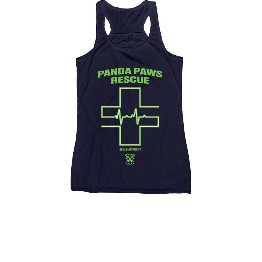 Emergency Care Fund PPR Neon Green, a Navy Women's Racerback