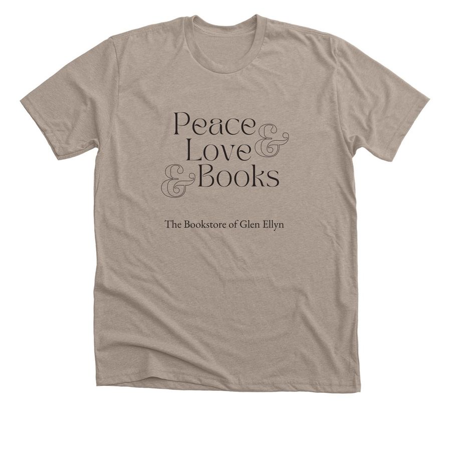 Peace, Love, Books Black, a Heather Stone Premium Unisex Tee