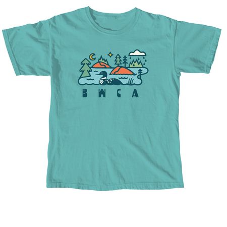 Boundary Waters Camp Scene by David Rollyn, a Seafoam Comfort Colors Unisex Tee