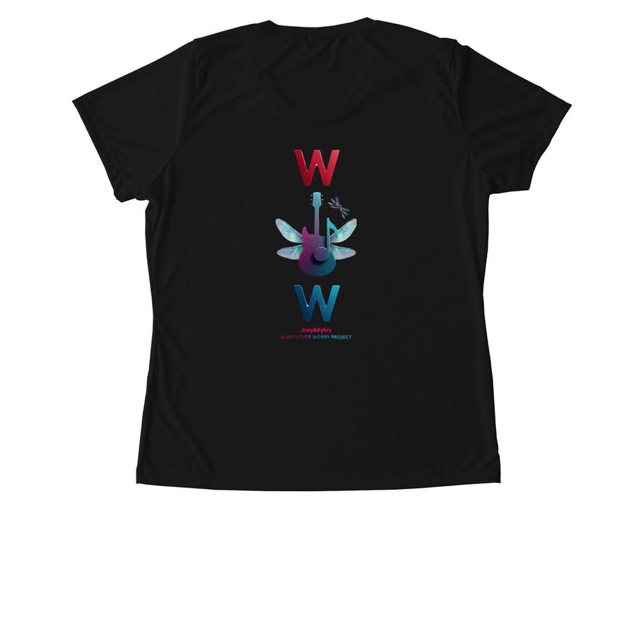 Worth Over Worry Project, a Black Women's Performance Tee (back-view)