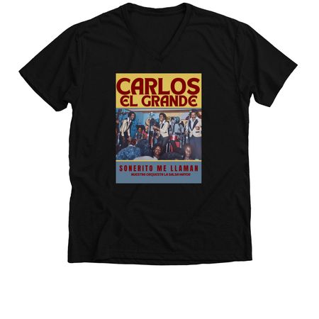Carlos El Grande "Sonerito"&nbsp;, a Solid Black Blend Premium V-Neck Tee