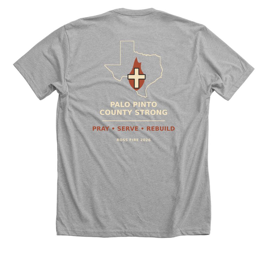 Palo Pinto County Strong, a Athletic Heather Premium Unisex Tee (back-view)