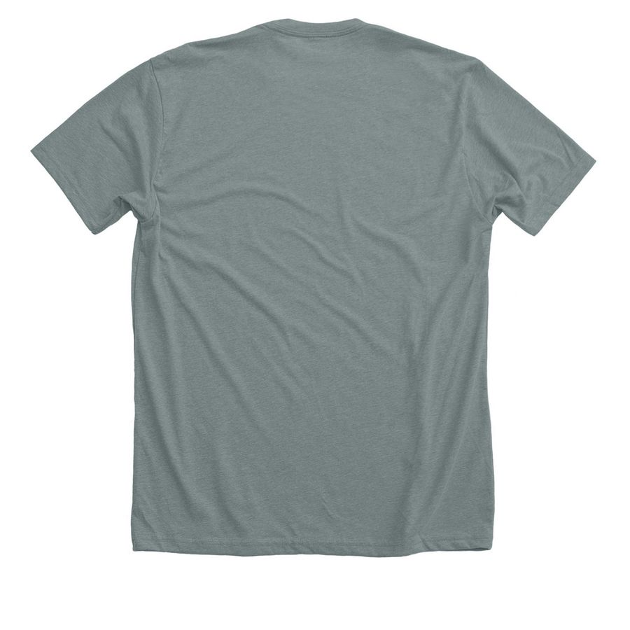 Here for the Treats, a Heather Blue Storm Premium Unisex Tee (back-view)