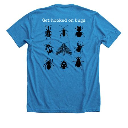 Bees: The Gateway Bug, a Neon Blue Premium Unisex Tee (back-view)