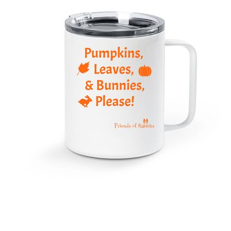 October Merch of the Month Mugs, a White Stainless Steel Travel Mug