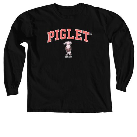 Piglet's New Pink Letter T-shirt, a Black Comfort Colors Long Sleeve Tee