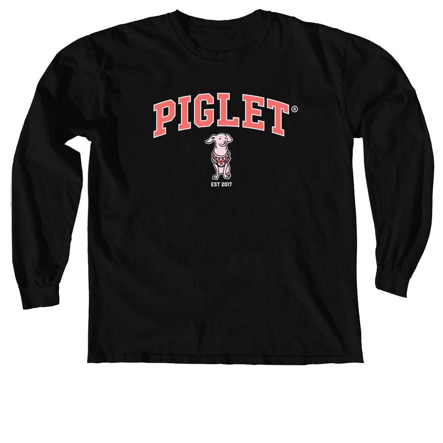 Piglet's New Pink Letter T-shirt, a Black Comfort Colors Long Sleeve Tee