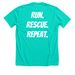 Shelter Support Program Shirt, a Heather Sea Green Premium Unisex Tee (back-view)