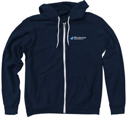 Minuteman Senior Services Shirts, a Navy Zip Up Hoodie