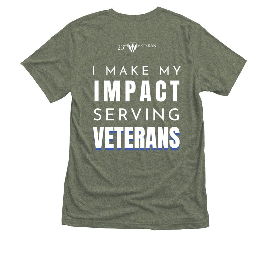 23rd Veteran "Impact" (Men's / Unisex), a Military Green Triblend Tee (back-view)