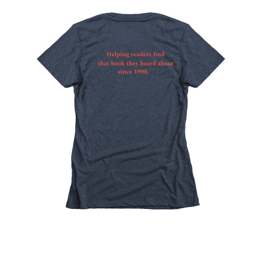 Rainbow bookseller&nbsp;, a Midnight Navy Women's Slim Fit Tee (back-view)