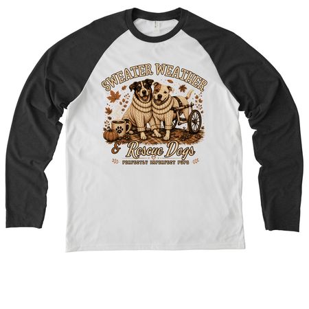 Sweater Weather & Rescue Dogs, a Space Black/ Bright White Allmade Eco Triblend Colorblock Raglan Long Sleeve Tee