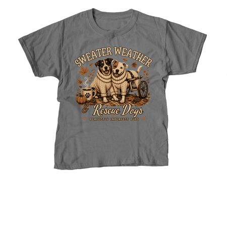 Sweater Weather & Rescue Dogs, a Charcoal Youth Unisex Tee