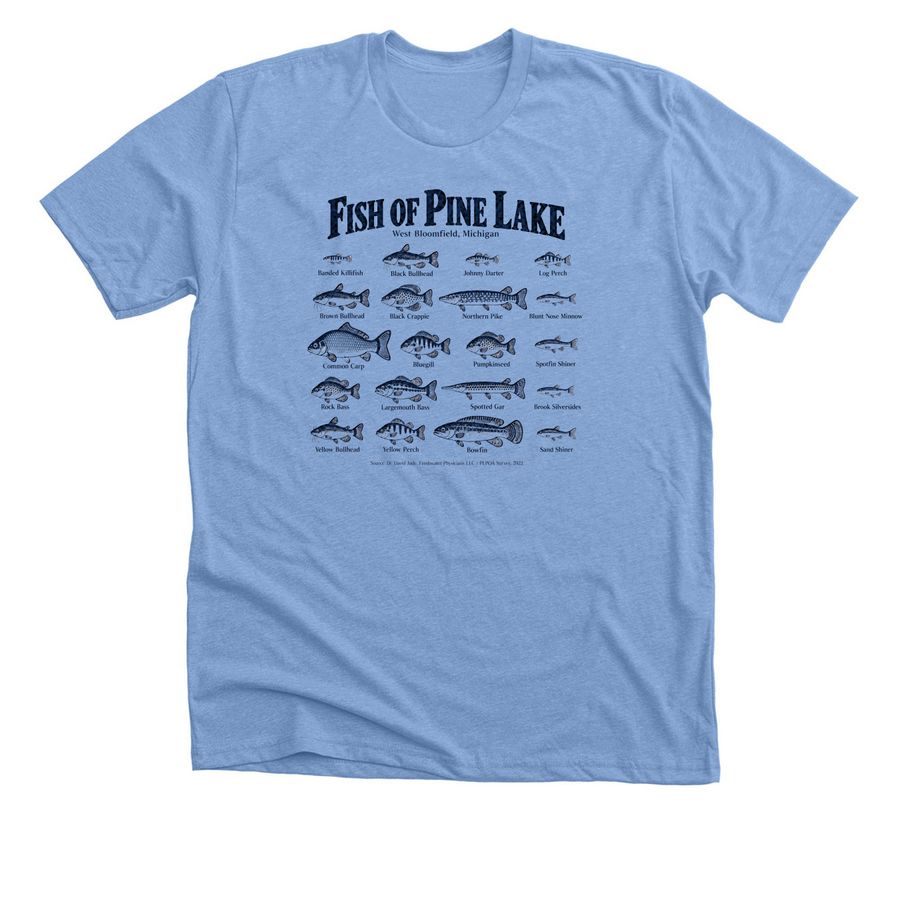 Pine Lake Modern Fish, a Heather Carolina Blue Premium Unisex Tee