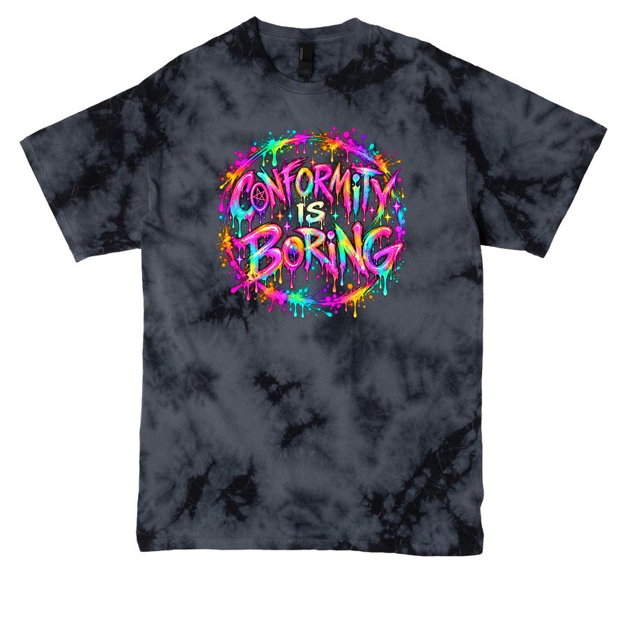 Conformity is Boring, a Black Crystal Tie Dye Tee