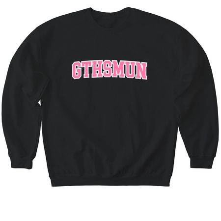 GTHS MUN Pink Design, a Black Softstyle Crewneck Sweatshirt