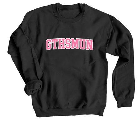 GTHS MUN Pink Design, a Black Crewneck Sweatshirt