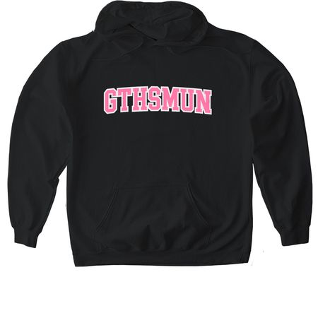GTHS MUN Pink Design, a Black Gildan Softstyle Pullover Hoodie