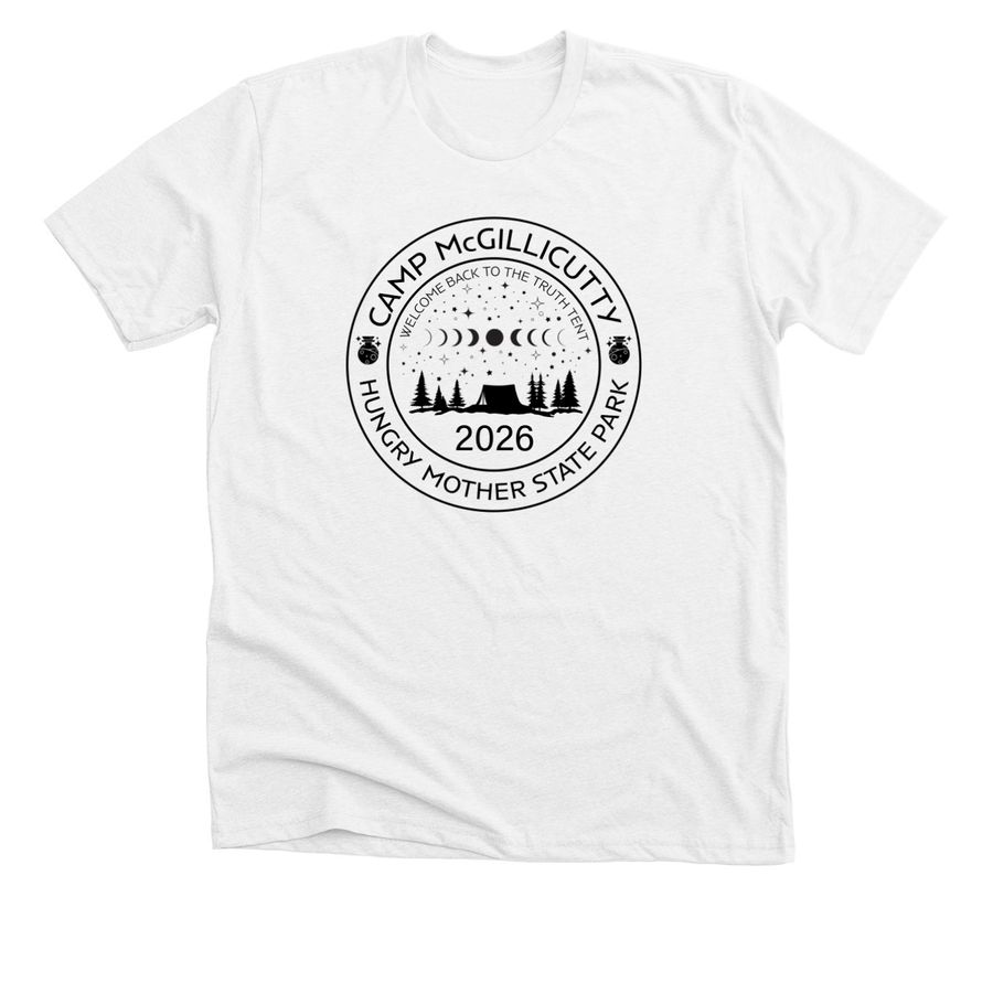 Camp McGillicutty 2026, a Solid White Blend Premium Unisex Tee