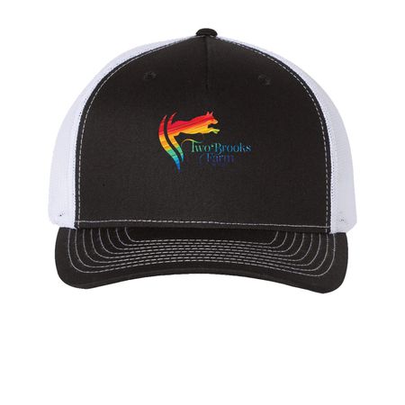 HATS!, a Black/ White Printed Five-Panel Trucker Cap