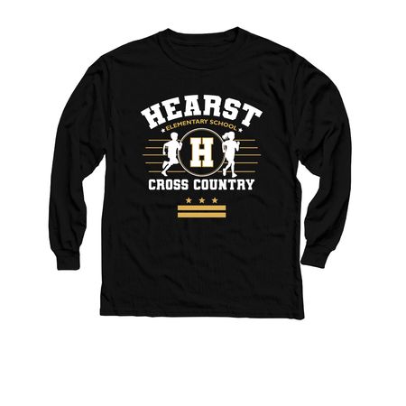 Youth Cross Country Design, a Black Youth Long Sleeve Tee