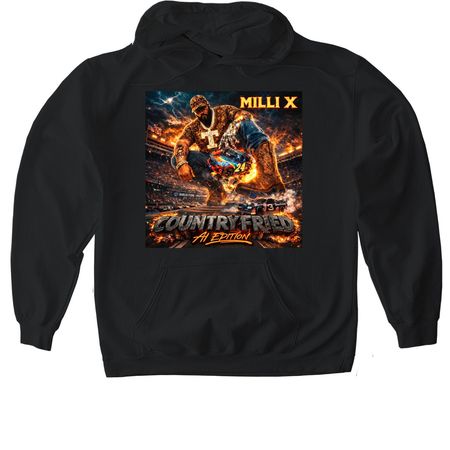 Country Fried AI Edition, a Black Gildan Softstyle Pullover Hoodie