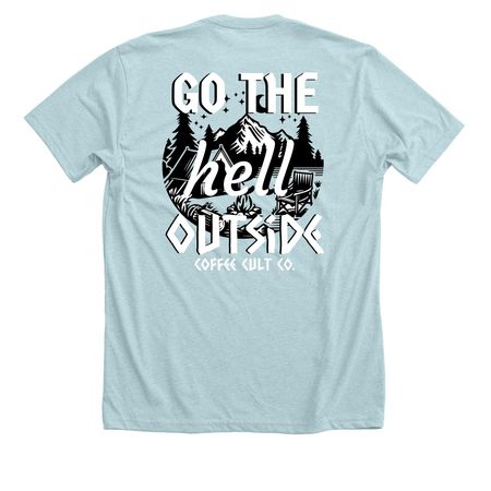 GTHO2, a Heather Ice Blue Premium Unisex Tee (back-view)