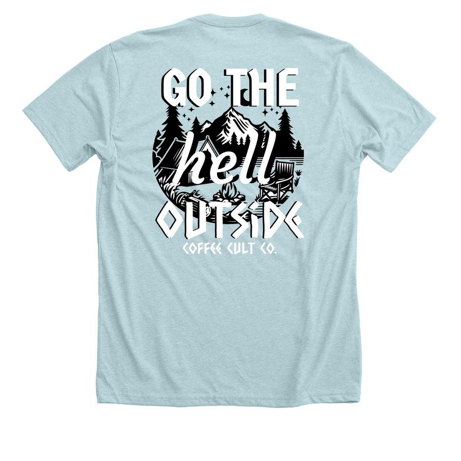 GTHO2, a Heather Ice Blue Premium Unisex Tee (back-view)
