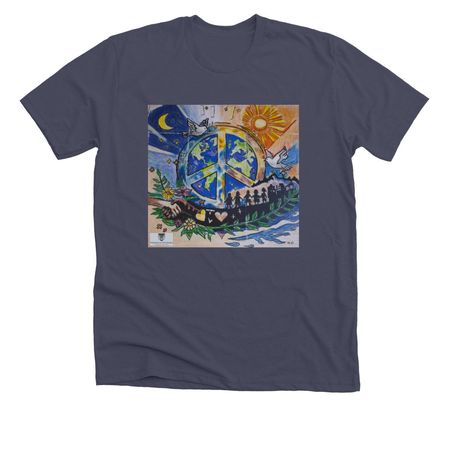 Peace Looks Like This!&nbsp;, a Heather Midnight Navy Premium Unisex Tee