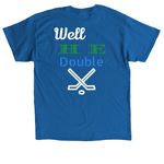 He double hockey sticks, a Royal Classic Unisex Tee (back-view)