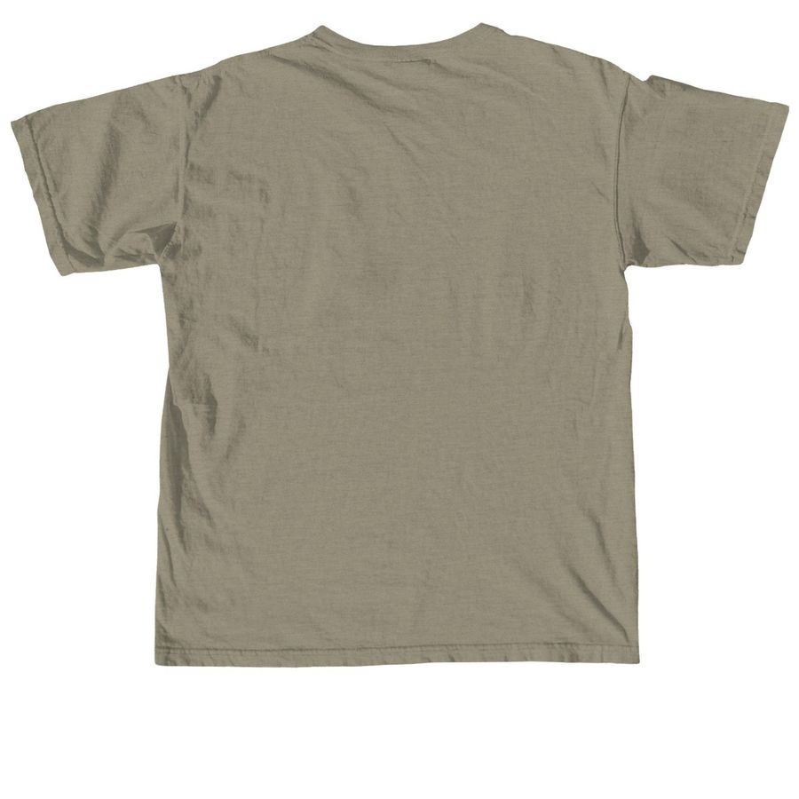 Lawns Cause Flooding (white ink), a Sandstone Comfort Colors Unisex Tee (back-view)